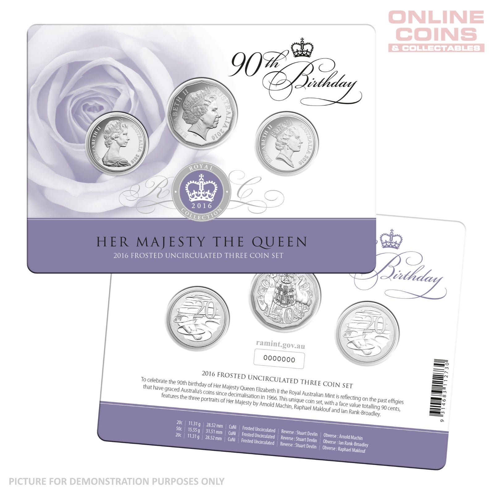2016 90th Birthday of Queen Elizabeth Three Coin Set